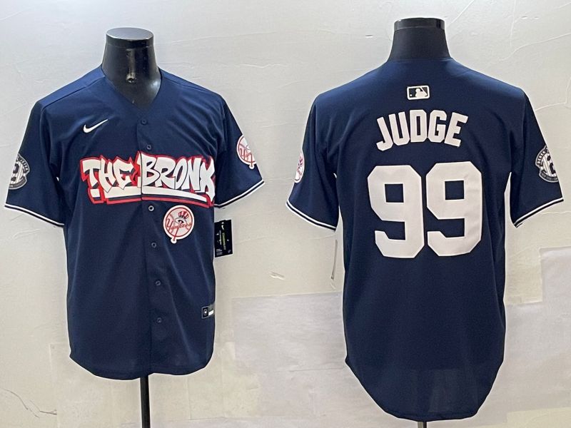 Men New York Yankees #99 Judge Drak Blue four generations Joint Name 2025 Nike MLB Jersey style 6